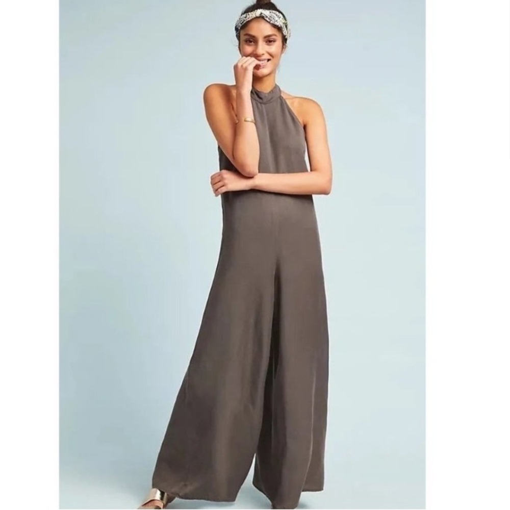 Cloth & Stone (Anthropologie) Gray Halter Jumpsuit